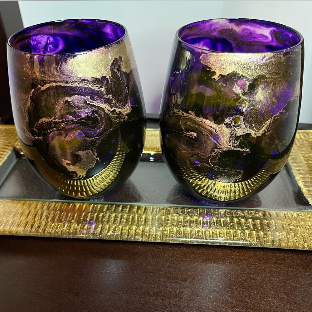 Purple and Gold Artistic Glasses